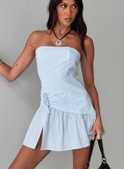 Archetype Strapless Mini Dress Blue Stripe