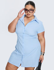 Motley Mini Dress Blue Stripe Curve