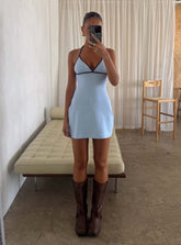 Baseline Halter Rib Mini Dress Blue / Brown