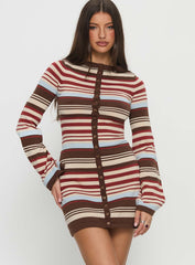 Norelai Long Sleeve Knit Mini Dress Multi Stripe