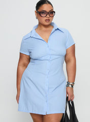 Motley Mini Dress Blue Stripe Curve