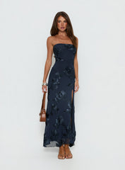 Maribeth Strapless Floral Maxi Dress Navy