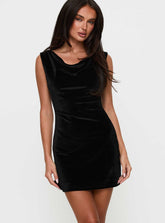 Sauvage Cowl Mini Dress Black