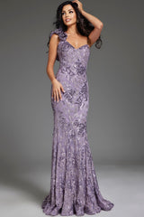 Jovani 37634 Long Fitted Floral Formal Prom Dress