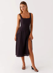 Rowyn Midi Dress - Black Polka Dot
