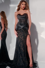 Jovani 43859 Long Ruched Evening Gown Formal Prom Dress