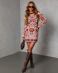 Wild Marigold Printed Mini Sweater Dress
