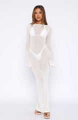 Malta Mermaids Long Sleeve Maxi Dress White