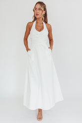 Can't Compete A-Line Halter Maxi Dress White