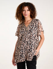 V Neck Animal Blouse