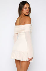 Dreaming Of Yesterday Long Sleeve Mini Dress Cream