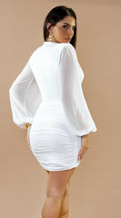 Deniz Surplice Mini Dress - White