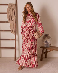 Veronia Printed Wrap Tie Maxi Dress