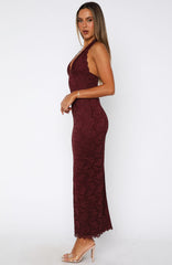 Destiny Lace Maxi Dress Burgundy