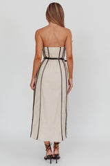 Azalea Sleeveless A-Line Midi Dress Sand