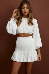 Aubrette Laced Back Crop Top White