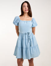 Milkmaid Puff Sleeve Mini Dress
