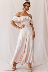 Beloved Off-Shoulder Wide Leg Jumpsuit Nude