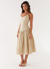 Azalea Midi Dress - Beige