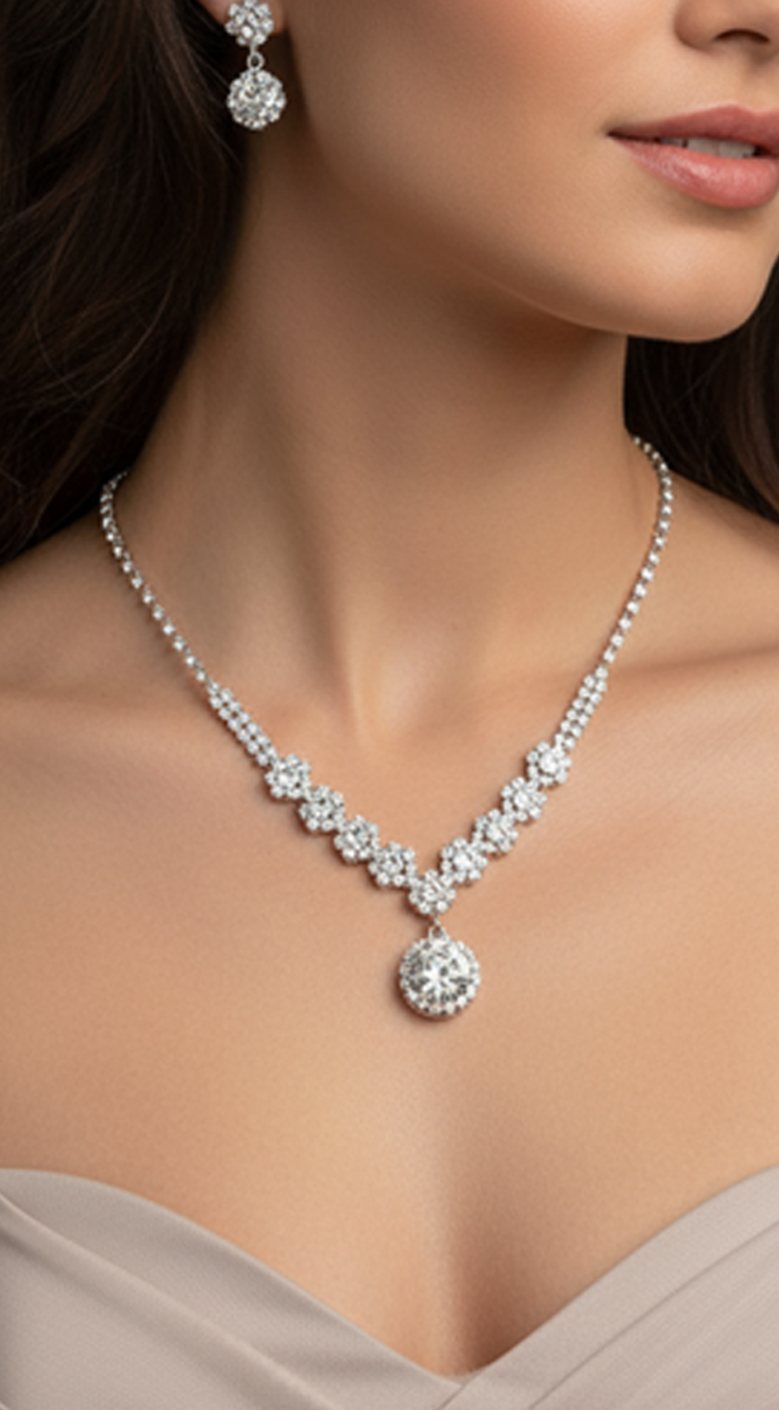 Faithfully Yours Cubic Zirconia Necklace and Earrings Set