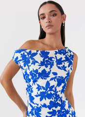 Pyper Off Shoulder Maxi Dress - Blue Floral