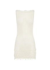 Miracle Beaded Crochet Mini Dress - Ivory