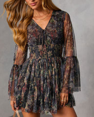 Dahliah Printed Fit And Flare Mini Dress