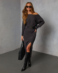 Rhodan Midi Off The Shoulder Sweater Dress