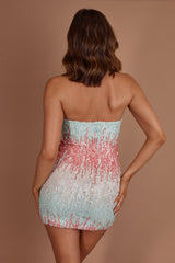 Atlanta Strapless Sequin Mini Dress Gradient Mint