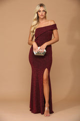 Long One Shoulder Formal Metallic Prom Dress