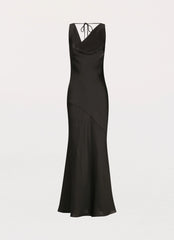 Be Mine Satin Maxi Dress - Black