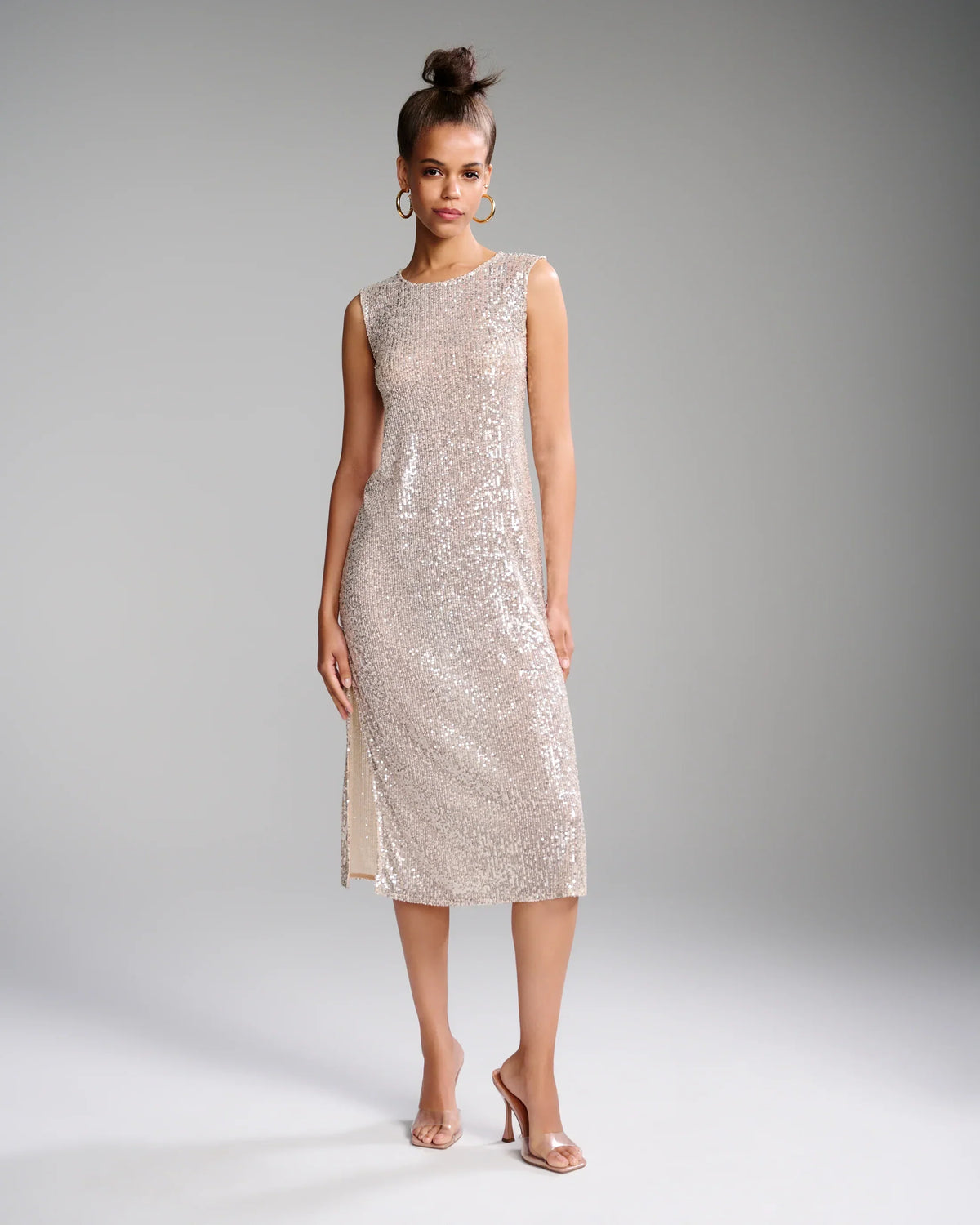 Sequin Mesh Midi Dress