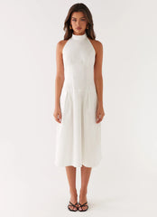 Calla Halter Midi Dress - White
