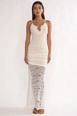Capri Sunset Lace Overlay Maxi Dress White
