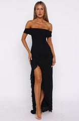 Icon In Motion Off Shoulder Maxi Dress Black