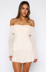 Dreaming Of Yesterday Long Sleeve Mini Dress Cream