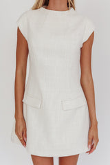 Aristos Cap Sleeve Mini Dress Tweed Cream