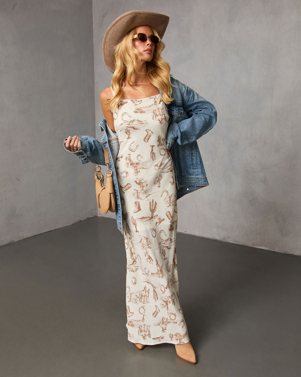 Bronco Breeze Western Print Maxi Dress