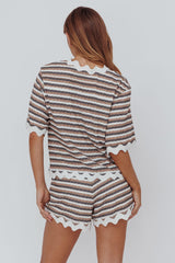 Breakaway Tie Front Shirt Stripe Mocha