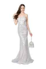 Glitter Mesh Sweetheart Mermaid Long Prom Dress