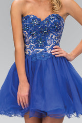 Homecoming Short Cocktail Jewel Mini Dress Royal Blue Elizabeth K GS1110