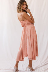 Ava Cowl Neck Drawstring Midi Dress Line Print Nude